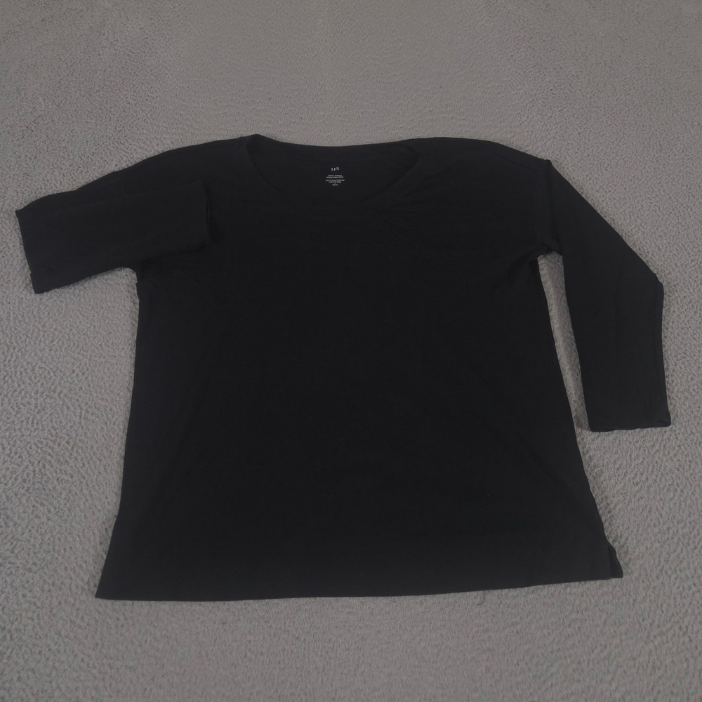 J.Jill Top Womens Large Petite Black Simply Supima Scoop-Neck Tunic 100% Cotton